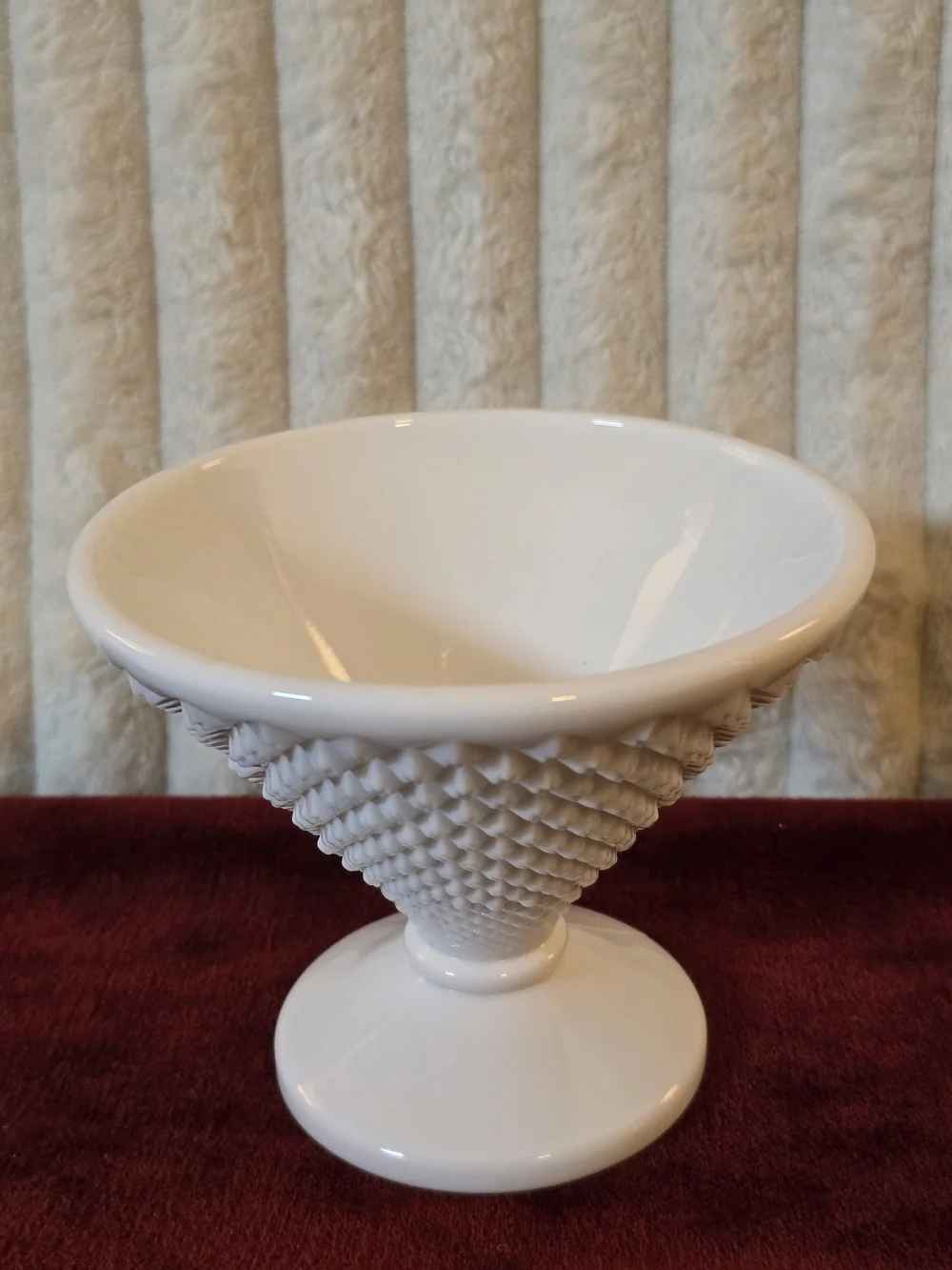 Vintage Imperial Glass Milk Glass Cape Cod Hobnail Pedestal Candy Dish Compote